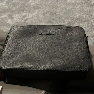Black Jet Set Saffiano Crossbody, silvertone hardware,